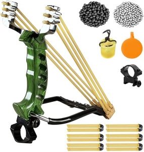 Catapult Hunting & Shooting Slingshot for Adult, High Velocity Tactical Wrist Sling Shot with Ammo Balls,Replacement Rubber Bands,Target
